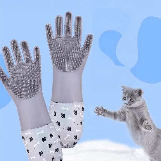 Pet Bathing Gloves, Silicone Hair Removal and Massage Gloves, High-Density Teeth Cleaning Gloves, Pet Grooming Gloves for Cats and Dogs