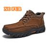 Fashion Non-Slip Men's Winter Boots Luxury Genuine Leather Warm Fur Ankle Boots Outdoor Male Motorcycle Boots Lace Up Men Casual Shoes