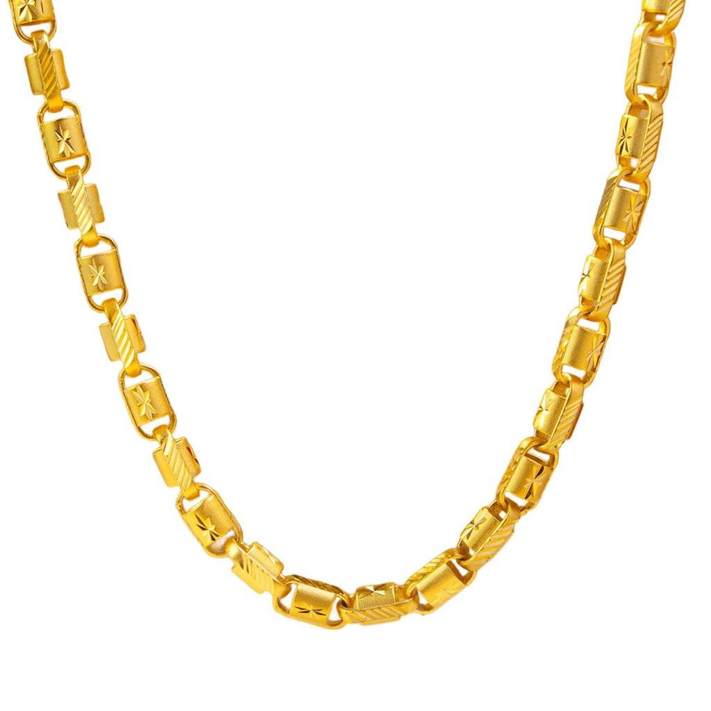 New Men's Faux Gold 8mm Faceted Star Cut Necklace - Gold Plated Chain