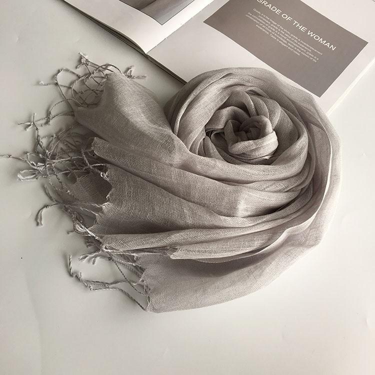 Cachecol Versátil de Linho Puro Japonês Fashionável Respirável Praia Exterior Esportes Cachecol de Seda Xale