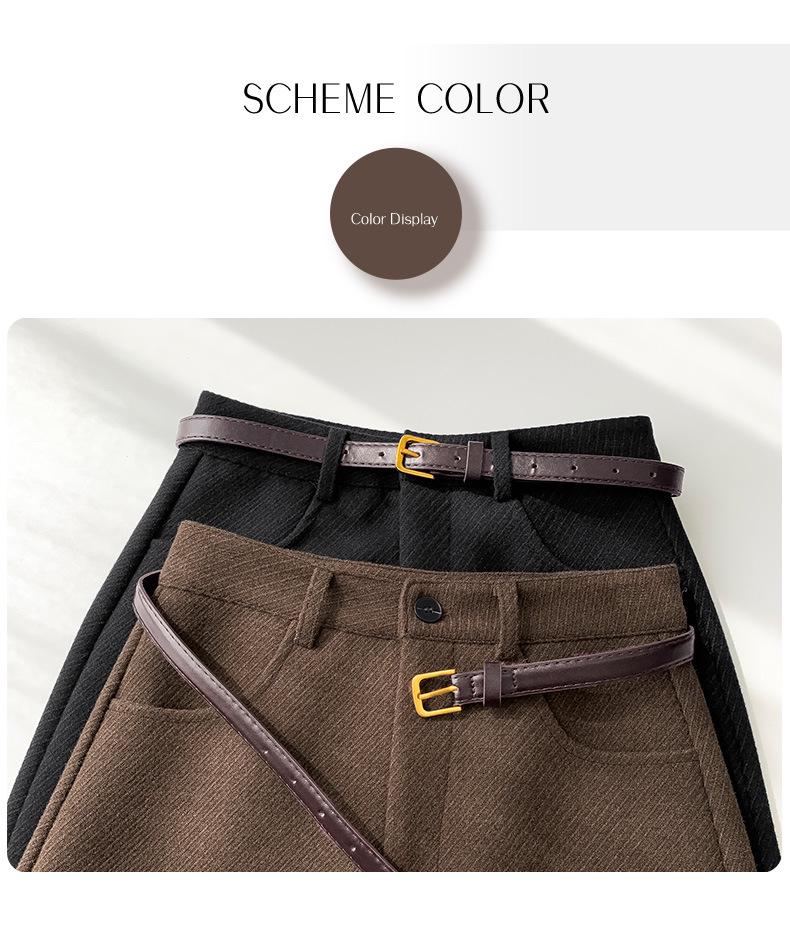 Plus Size Women's High-Waisted Woolen A-Line Skirt with Lining - Spring & Autumn Collection