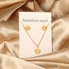 Cubic Zirconia Necklaces Zircon Sets For Women Tiny Stainless Steel Gold Plated Pendant Necklaces And Earrings Sets Wedding