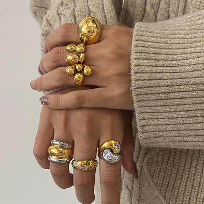 Jieding Vintage Zircon Titanium Ring: European & American High-End Stainless Steel Jewelry