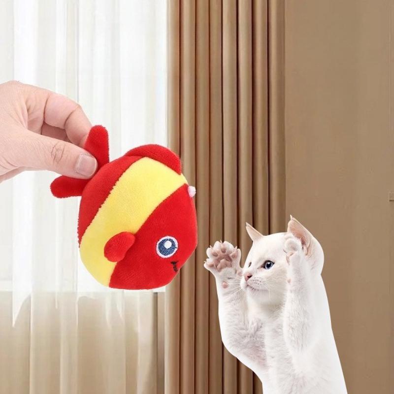 Pet Cat Toy Interactive Simulation Plush Fish Bell Speaky Kitten Toy Chew Bite Cat Toy Pet Accessories
