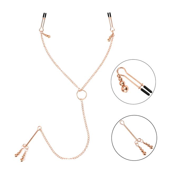 Female Labia Clitoris Nipple Clamp With Chain Stimulator Metal Long Nipple Clips Breast Bondage Restraint Slave Sex Toy