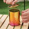 Outdoor Camping Pure Titanium Coffee Mug,With lid Double-layer Multicolored Handle Breakfast Mule Beer 350 ml Juice Cup,Tumbler