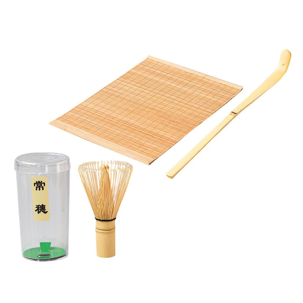 Bamboo Matcha Tea Set Exquisite Bamboo Matcha Scoop Stirring Whisk and Wrapped Edge Mat Set for