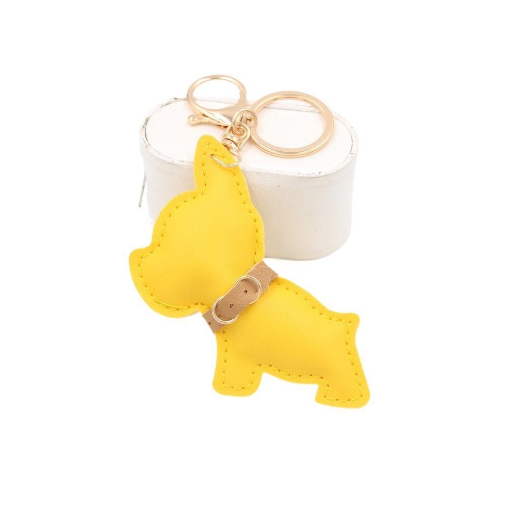 

Брелок для ключей из ПУ кожи Бульдог Животное Собака Бульдог Подвеска для сумки Разноцветная ПУ кожа Собака Вешалка Женщины жёлтый
