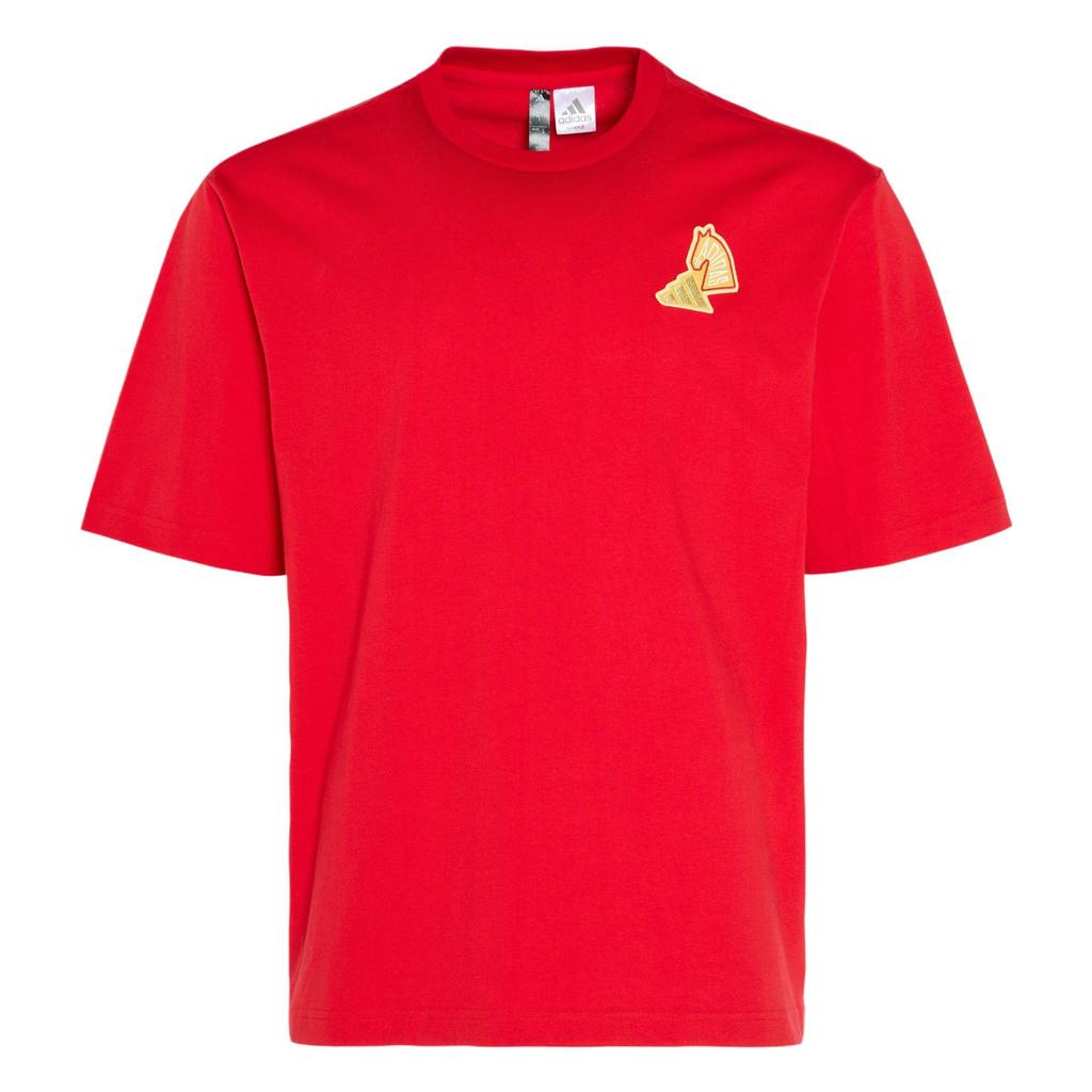 Adidas Sportswear 2026 Lunar New Year Horse Graphic Crew Neck Short Sleeve T-Shirt Unisex Light Scarlet KR3078