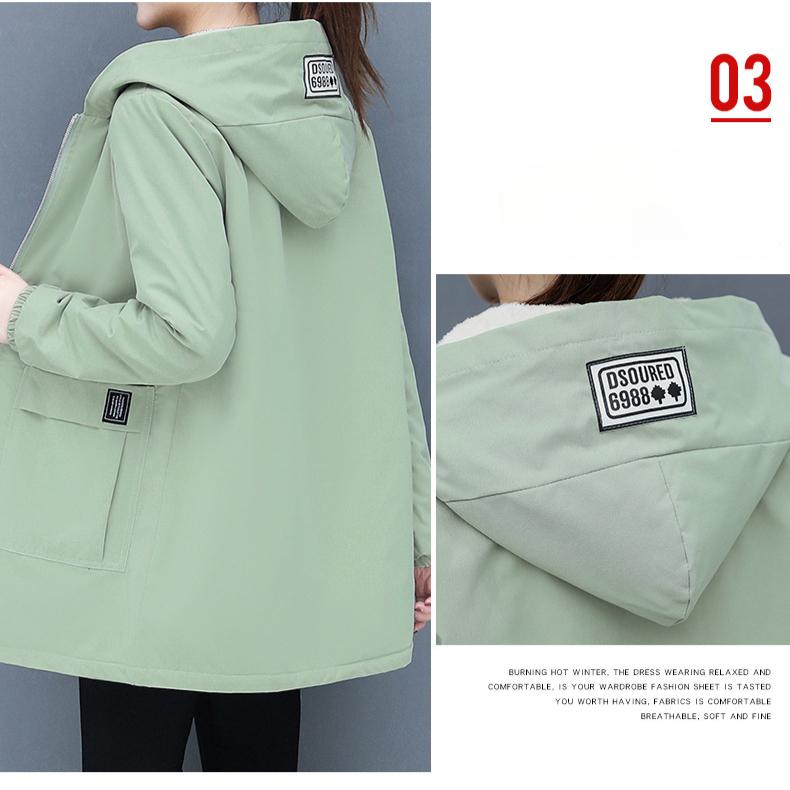 Damen Windjacke Neu Frühling Herbst Damen Fleecejacke Lässig Kapuzenmantel Reißverschlusstasche Weiblicher Basic Mantel