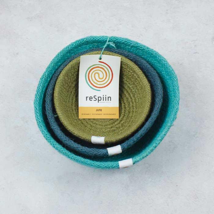 Jute Mini Bowls Set Of Three - Ocean