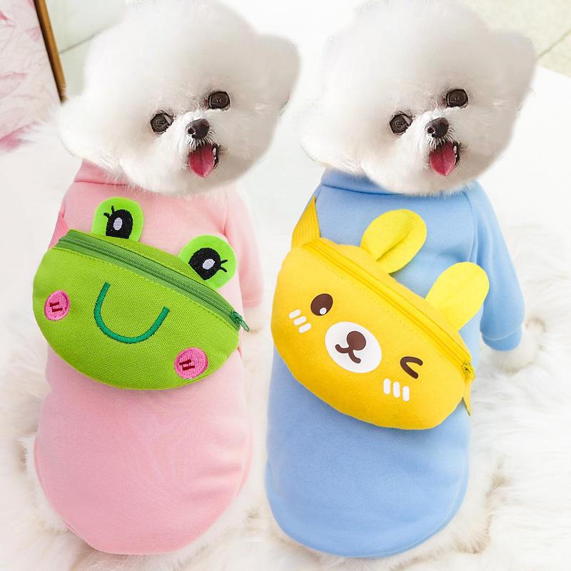 Dog cat zipper cute cat clothes pet supplies autumn and winter frog warmth than bear fighting dog backpack clothes
