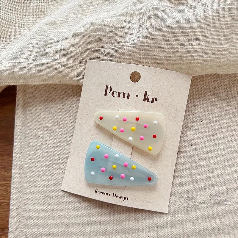 2pcs/set Cute Jelly Color Korean Fashion Kids Girl Hair Clip Triangle Candy Sweet Barrttes for Children BB's Clip Headwear