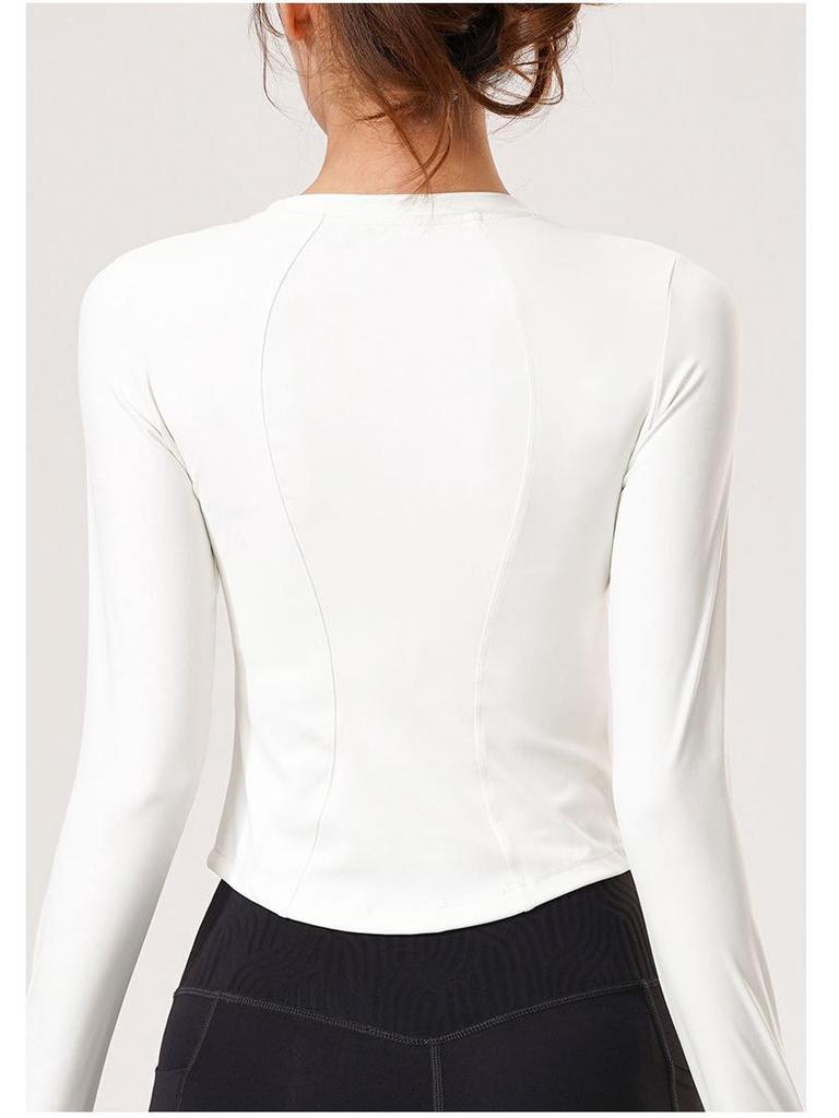 Herbst/Winter Schlank geschnittenes Rundhals Yoga T-Shirt: Hochwertiges lässiges Langarmshirt mit hoher Elastizität für Laufen & Bodycon Fitness