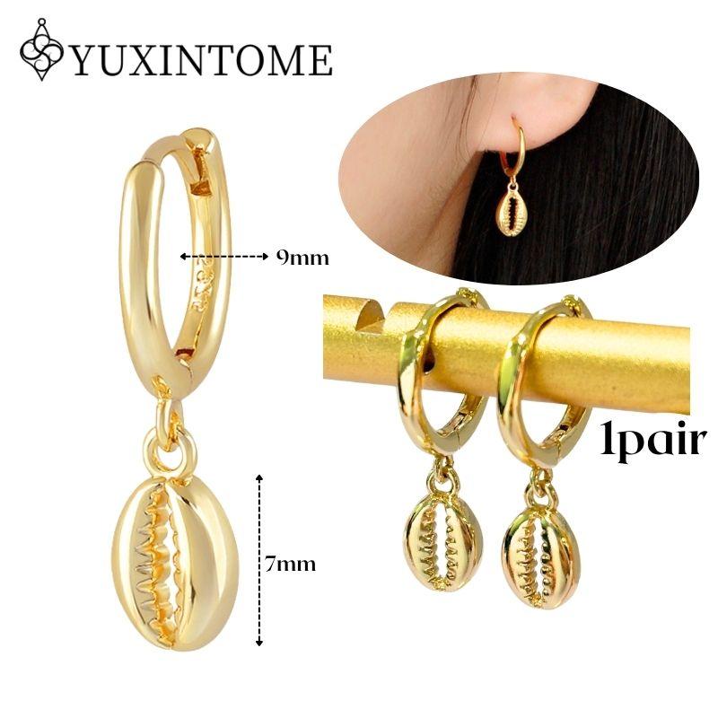 YUXINTOME 925 Silver Ear Needle Zircon Hoop gold Earrings For Women Square Plate Pendant Cutout Heart Earrings Fashion Jewelry