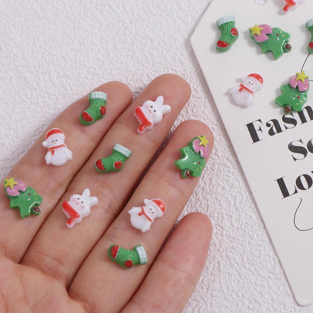 10Pcs/set Manicure Ornaments Christmas Nail Decorations Christmas Nail Accessories  Girls