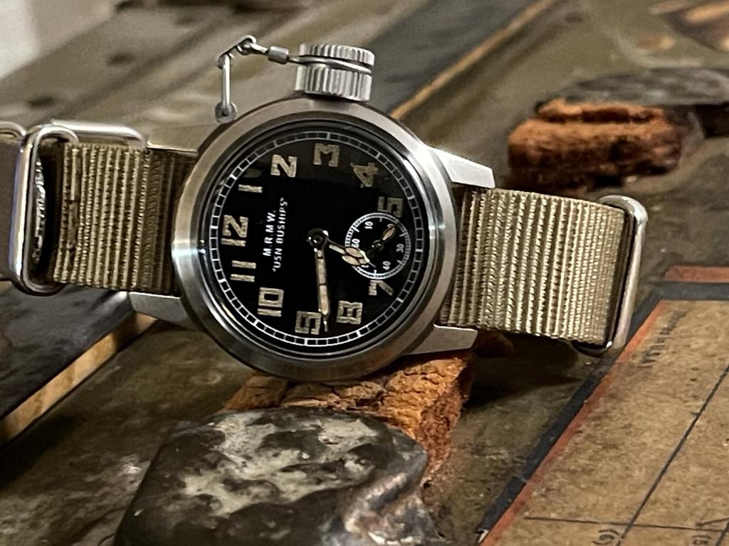 Military watch for Buships small khaki nylon NATO strap [M.R.M.W.] men, second,
