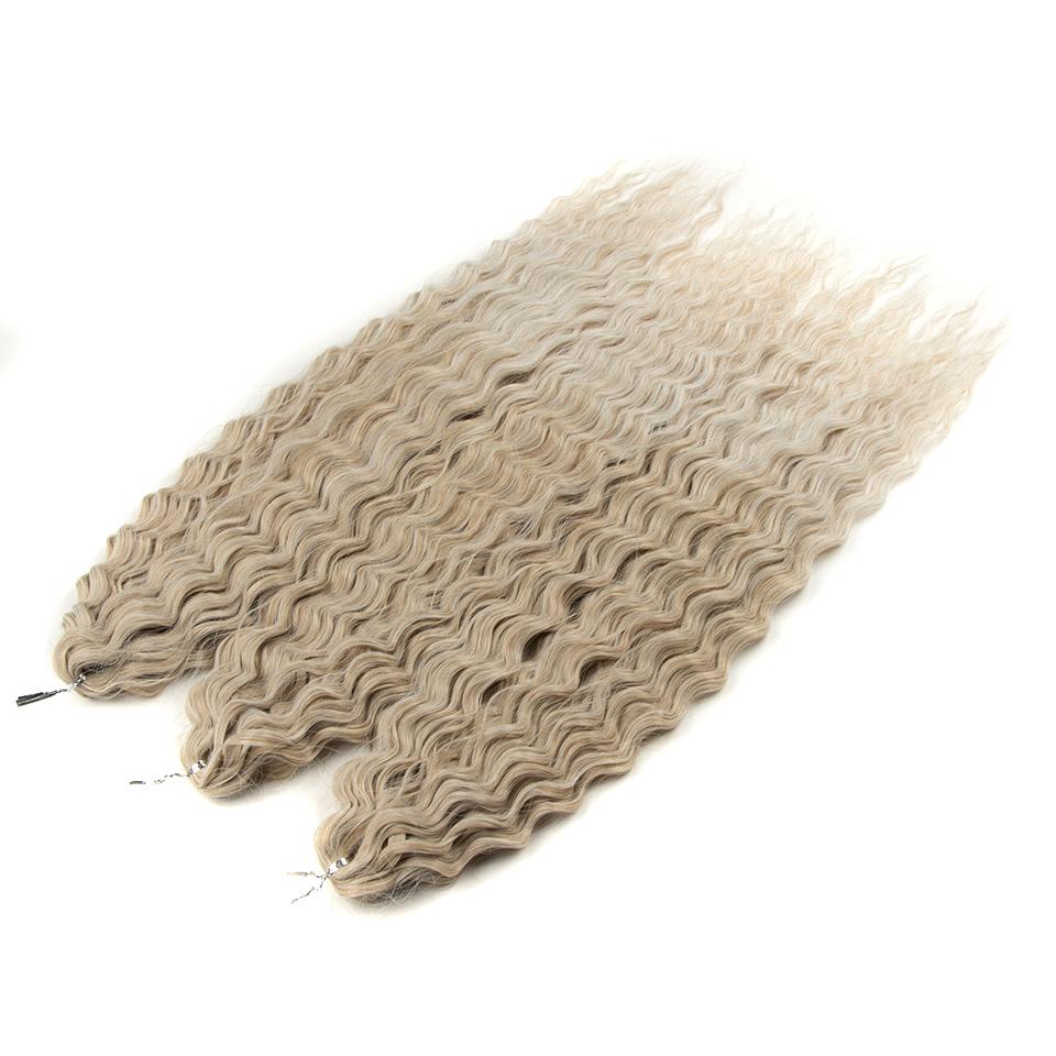 FASHION IDOL Ariel Twist Crochet Hair Synthetic 22 Inch 3 PCS Water Wave Hair Extensions Ombre Rainbow Color Braid Curly Hair