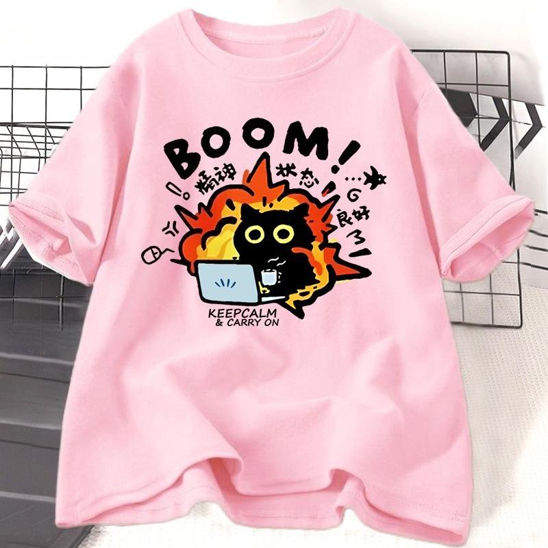 Crazy Cat Tshirt Unisex Women Funny Work Cat T Shirt Summer Casual Crewneck Short Sleeve Cotton Tshirt Unisex Womens Clothing