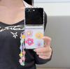 3D For Samsung Galaxy Z Flip 5 6 7 5G Flower Bracele Case Hinge Magnetic PC Shell Shockproof Protective Transparent Back Cover