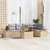 Garden Sofa Set with Storage 6 pcs Beige Poly Rattan