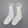 1 Pair Calf Sock for Baby Girls Cute Japanese Pearl Children Girls Over Calf Sock Spring  Autumn Ruffle Princess Lolita Sock