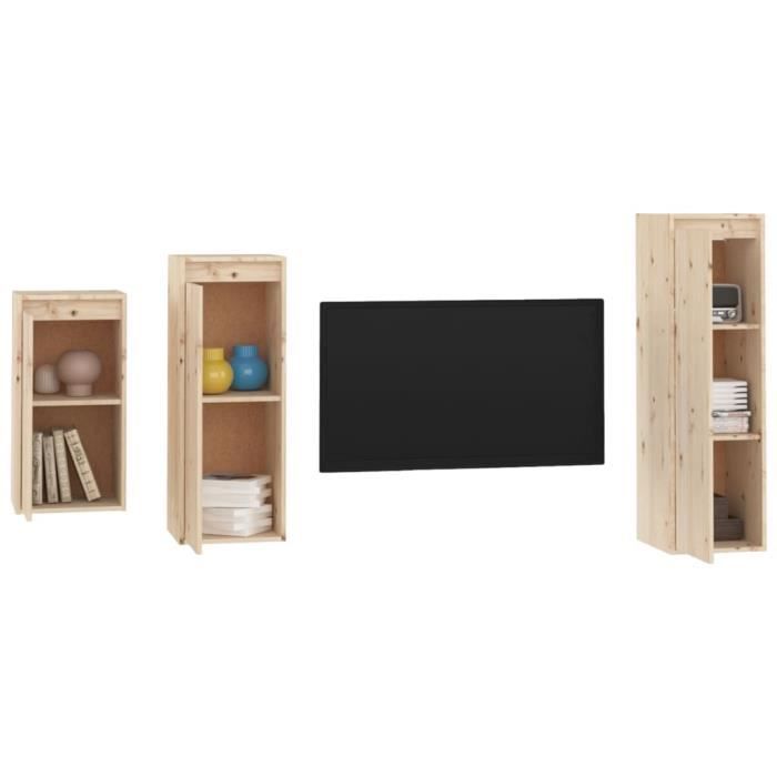 VidaXL TV Furniture 3 Pcs Solid Pine Wood.