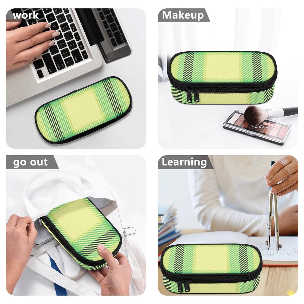 Pencil Case 300D Polyester Organized Storage Smooth Zipper with Main Pocket Mesh Layer and Removable Pen Divider for Boys Girls