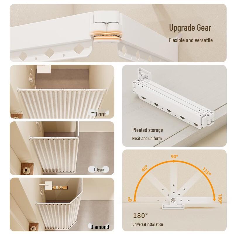 Handun No-Punch Shower Curtain with Telescopic Rod