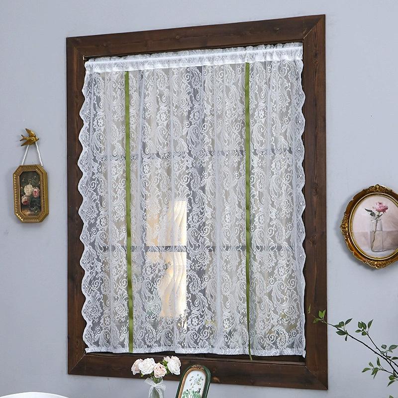 1Pc No-drill Simple White French Style Polyester Rustic Style Lace Curtains