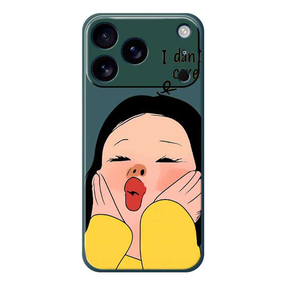 

For iPhone 17 Pro Max Case Girl Holding Face Pattern Printing Straight Edge TPU Phone Back Cover B