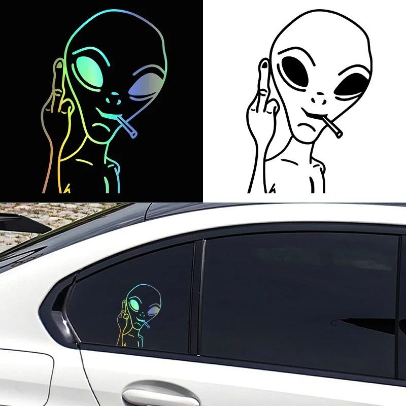 LYKX Funny Alien Personality Ufo Car Sticker Vinyl Decal Car Windows Decor Automobiles