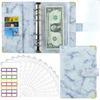 Ideamall Household Management Pouch, Budget Binder File with 12 Pockets, Money Management, Budget Tracking, Marble, A6 (Blue)