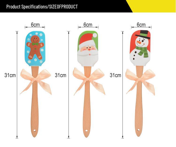 Creative Silicone Spatula with Beech Wood Handle - Perfect for Butter and Cream, Ideal Christmas Gift