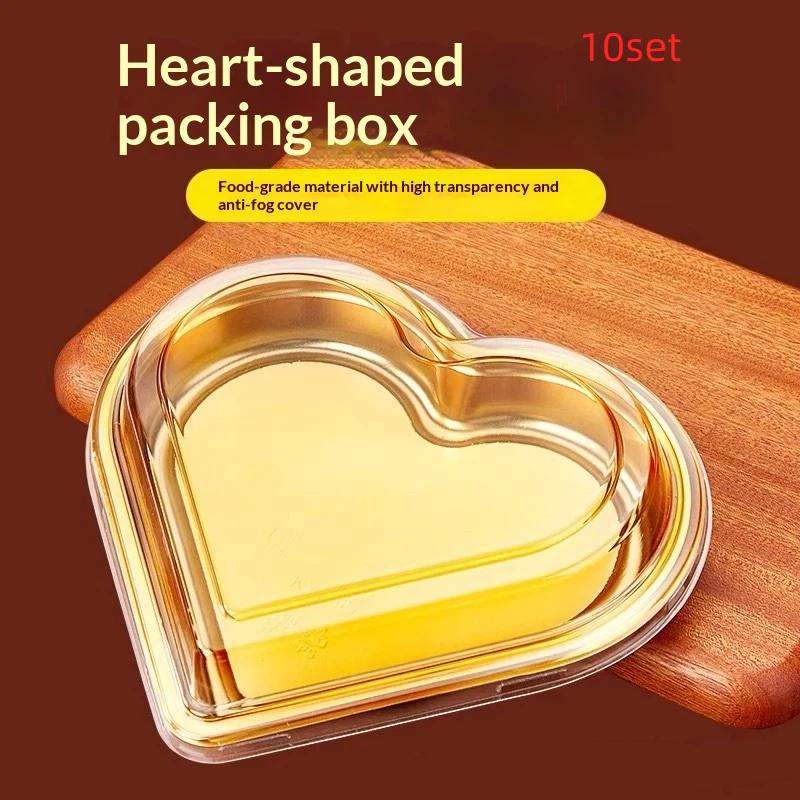 10 шт. Подносы для подачи в форме сердца с прозрачными крышками Многоразовые Коробки для упаковки закусок для домашних животных, фруктов, суши, сыра, салатов, десертов ONESIZE