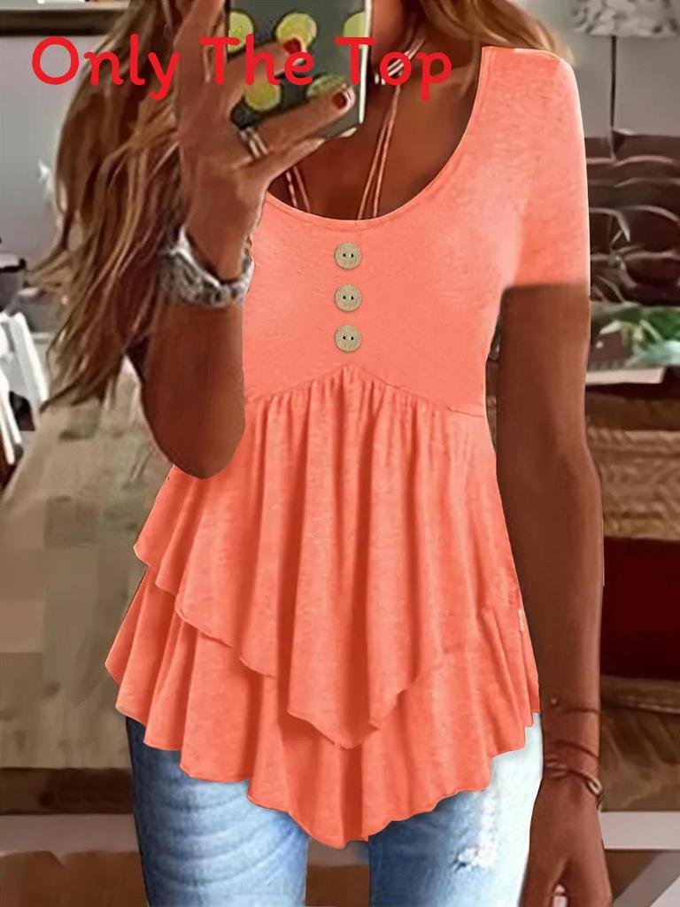 Summer Ladies T Shirt With 3d Pattern In Cotton Blend For Casual Wear