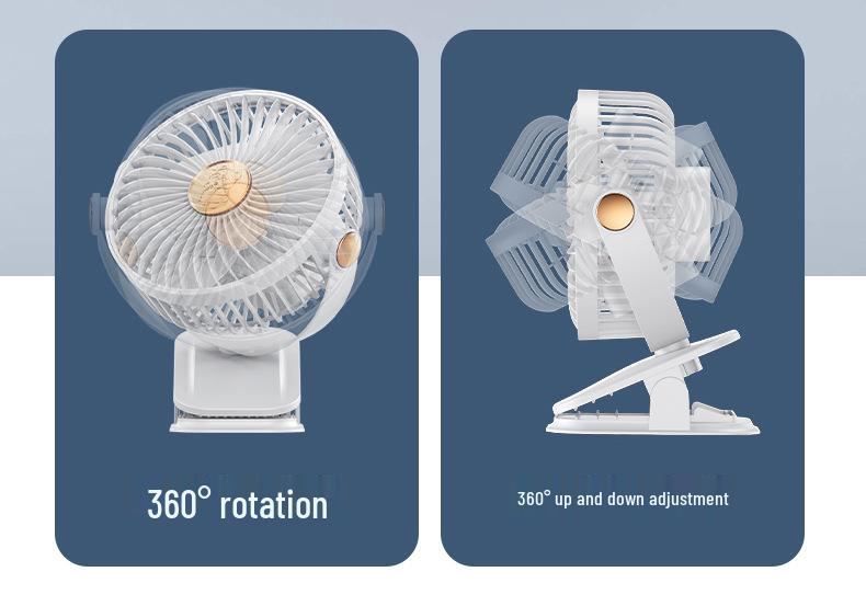 USB Rechargeable Silent Clip-on Desk Fan with Light for Dorms and Bedrooms