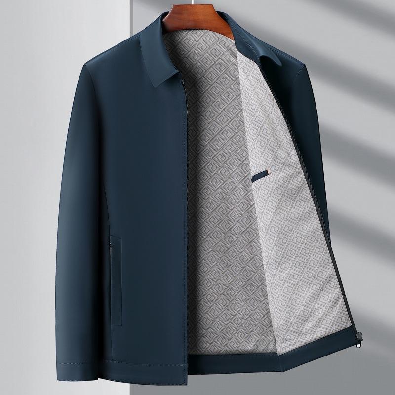 

Мужская куртка из шелка Mulberry на весну и осень, среднего возраста, большого размера, для папы, тонкий, не требующий глажки верх, деловой, повседневный пиджак с лацканами 205