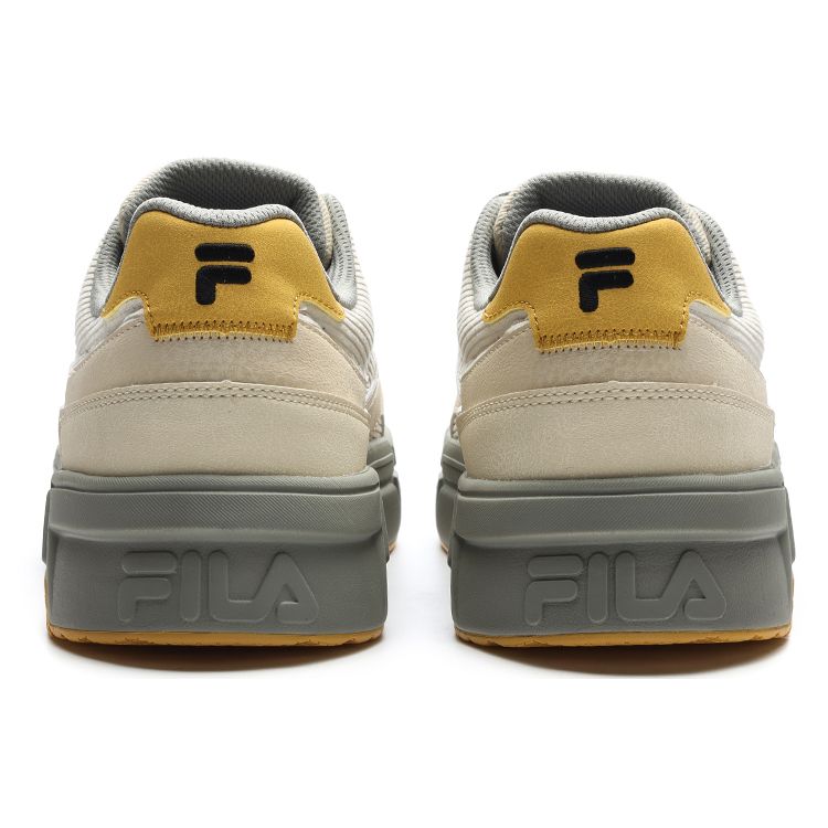 Fila Fusion Bank Fabric Synthetic Leather Fashion Trend Thick Sole Low Top Sneakers Men Sneakers Beige T12M242205FAO