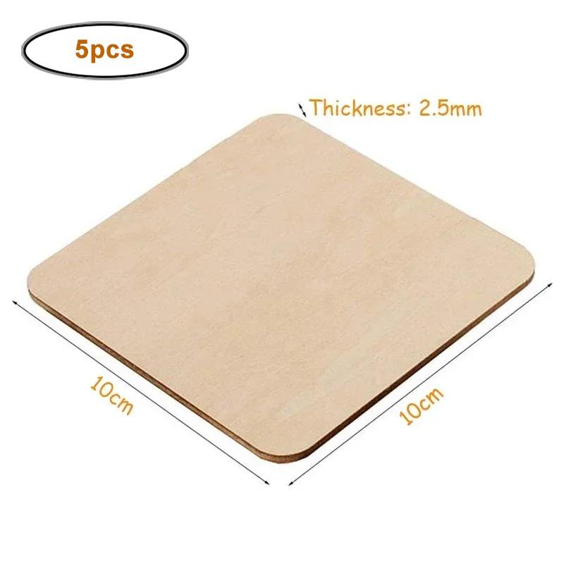 1-10cm Unfinished Blank Wood Square Slice Cutouts, Wooden Squares for DIY Arts Craft Projects, Pyrography, Painting, Writting