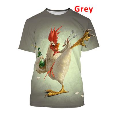 2025 Summer Fashion Graphic Chicken 3D Printing T-shirt Men's Short Sleeve Round Neck Unisex Funny Cool Chicken Tees Casual Tops