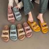 European matte one-word belt buckle platform muffin open-toed sandals summer care beach outer slippers Boken shoes women