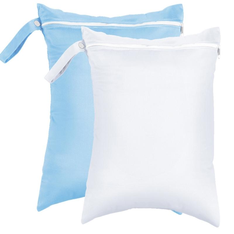 

2 Pcs Nappy Bag Reusable Laundry Bag Wet Dry Bag Waterproof Storage Bag Yoga Gym Bag for Travel and Fitness синій/білий