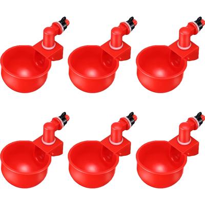 6 X Red Plastic Automatic Wate Drinking Cups For Bird Chicken Fowl Coop 10.5x4cm
