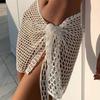 Women Beach Skirt, Cover-up Skirt Hollowed Solid Summer Mini Knitted Skirt for Vacation Seaside
