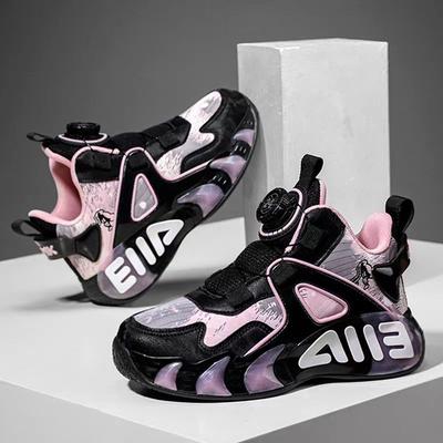 Rotating Button Girls' Shoes Autumn New Children's Basketball Shoes Sports Big Kids Boys' Shoes Trendy