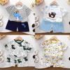 Kids Cartoon Cotton Short Sleeve Sets With Breathable Fabric For Summer Playwear