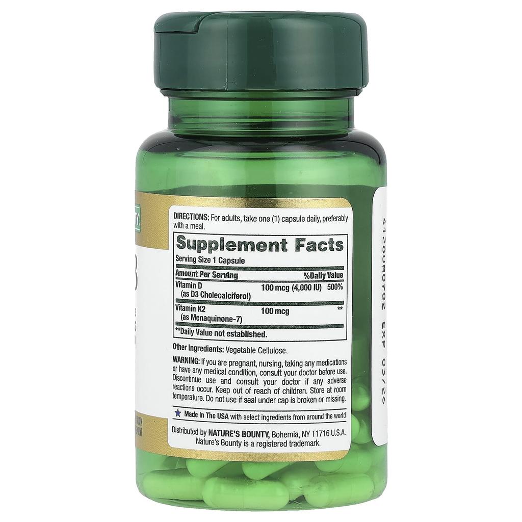 Nature'S Bounty, Vitamin K2 + D3, Veggie Capsules 30