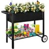 Outdoor Raised Planter Bed Box with Legs for Gardening Elevated DIY Garden Cart on Wheels for Vegetables Flower Tomato Herb Pla