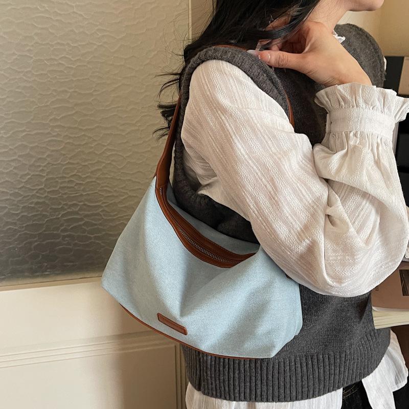 Korean Style Denim Shoulder Bag Women Winter Vintage Casual Crossbody Handle Bag Fashiable Texture and Versatile Storage Bags